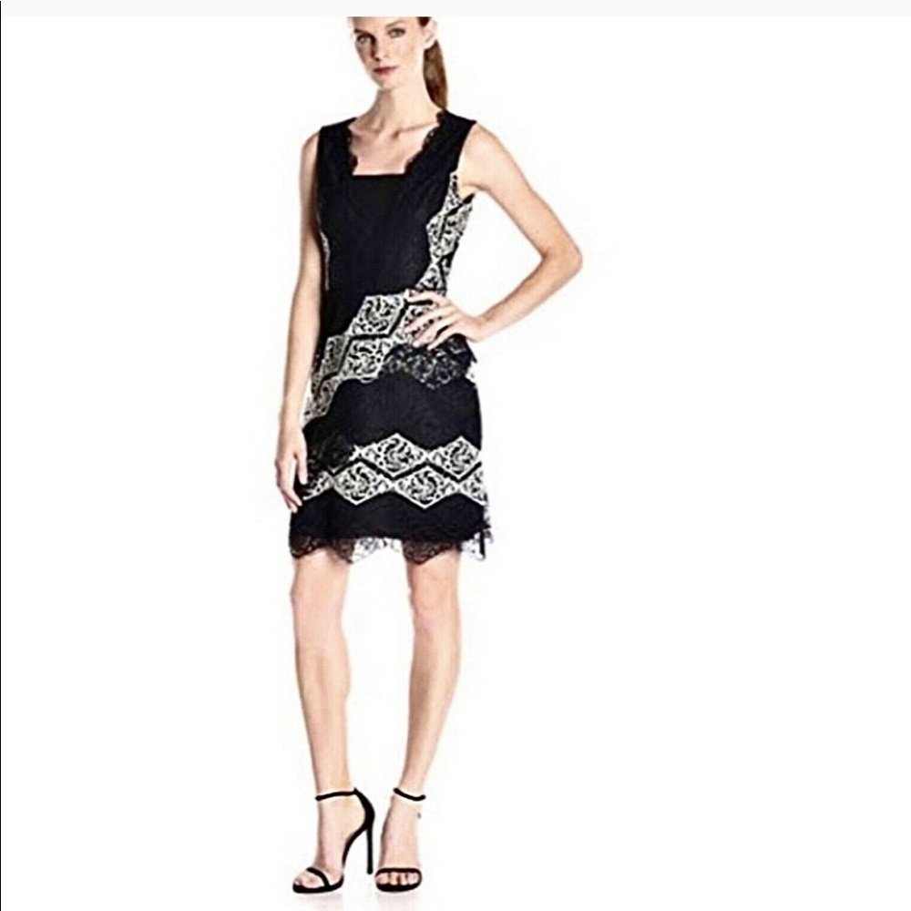 Maggy London Black and White Lace Dress